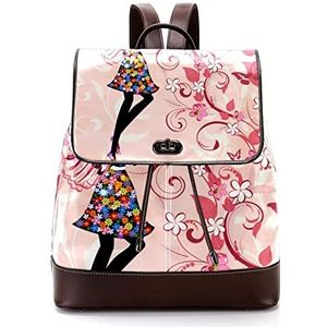 Gepersonaliseerde casual dagrugzak tas voor tiener roze fee vlinder meisje bloem schooltassen boekentassen, Meerkleurig, 27x12.3x32cm, Rugzak Rugzakken