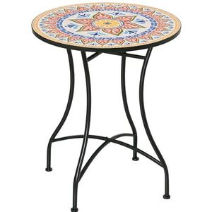 Outsunny tuintafel mozaïek tafel ronde bistrotafel bijzettafel met mozaïek blad keramiek metaal rood + blauw + wit Ø60 cm