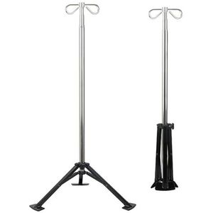 Draagbaar Infusiestandaard Medisch Haak Rack - Opvouwbare Gietijzeren Basis
