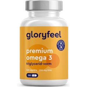 Omega 3 Capsules Premium - 1000mg visolie met hoog omega 3-gehalte (75%) - 500mg EPA & 250mg DHA per softgel - Triglyceridevorm - Duurzame visserij - In laboratorium geteste productie in Duitsland