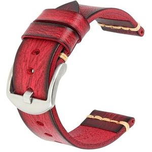 dayeer Maikes lederen horlogeband voor Timex horlogeband voor Omega horlogeband voor Tissote polsbanden (Color : Glamour Red-silver, Size : 24mm)