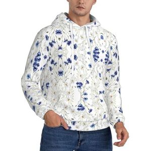 TTIGLHOH Bloemen En Korenbloemen Madeliefjes Winter Hoodies Voor Mannen Fleece Gevoerde Sherpa Trui Kangoeroe Pocket Comfort Fit, Winter Sweatshirt, Zwart, M