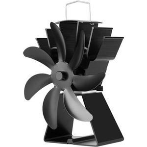 SFQEVHRZ Open haard kachel ventilator zwarte open haard ventilator met 7 bladen warmte aangedreven geen batterij of elektriciteit vereist log houtbrander Eco stille ventilator (kleur: 1 PCS-7 mes)