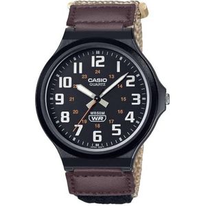 Horloge CASIO Collection - MW-240B-5B Armbandkleur: Bruin Wijzerplaat zwart heren