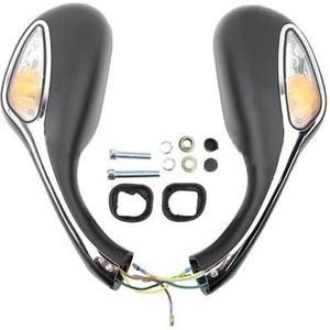 Achteruitkijkspiegels aan de zijkant 1 Paar Universele Reflector Spiegels Motorfiets Achteruitkijkspiegels Met Richtingaanwijzers Sequentiële Licht Voor GY6 125 Achteruitkijkspiegel(Gloss Black)