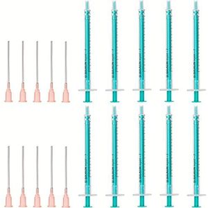 MedixX 10-delige spuiten set met stompe naald verschillende maten voor hobby en doe-het-zelf - spuiten individueel steriel verpakt (10x 1ml spuit & 10x naald)