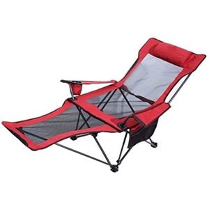 Klapstoel Campingstoel Siesta Bed Stoel Compacte Opvouwbare Ligstoel Lichtgewicht Rugzak Stoel Draagbare Casual Bank Stoel Vrije Tijd Kruk Strandstoel Outdoorstoel ( Color : Rot , Size : 168*62*35CM )