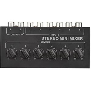 Uinfhyknd 600 Mini Stereo 6 Kanaals Passieve Mixer RCA Draagbare Audio Mixer 6 in 2 Out Stereo Distributeur Volumeregeling