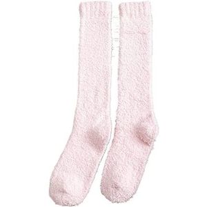 Winter Warme Dij Hoge Kousen Koraal Fleece Zachte Fluffy Kniekousen Snoep Kleur Vrouwelijke Lange Kousen(Style 2 pink)