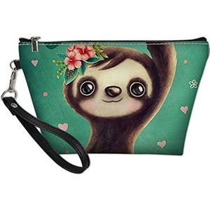 SEANATIVE Bloem luiaard print make-up tas met handvat mode reizen toiletborstel cosmetische portemonnee voor vrouwen