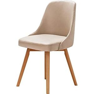 GEIRONV 1 Stuk Technologie Doek Massief Houten Stoel,Woonkamer Slaapkamer Eetkamerstoelen Studentenslaapzaal Appartement Lounge Stoel Eetstoelen (Color : Khaki)