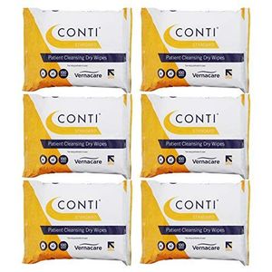Conti Standard - Patiënt Reinigende Droge Doekjes, Dagelijks Universeel Gebruik Reinigingsdoeken, Veeg Grootte 26cm x 20cm, 100 Doekjes per Pack - 6 Pack