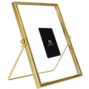 Staande Fotolijst, Fotolijst, Woondecoratie, Fotolijst, Stalen Fotolijst, Fotolijst voor Kinderen, Rechthoekige Fotolijst, Decoratieve Fotolijst, Fotolijst voor Portret, 15 x 20 cm (Goud) QUVIO