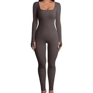 Jumpsuit met lange mouwen voor dames, Sportjumpsuit met lange mouwen | Bodycon effen outfits met lange mouwen Club rompertjes Jumpsuits,Volledige lichaamsjumpsuit, damesjumpsuit