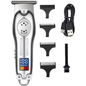 Tondeuse voor mannen, draagbare mini elektrische tondeuse LCD-display trimmer oplaadbare haarsnijder machine (zilver)