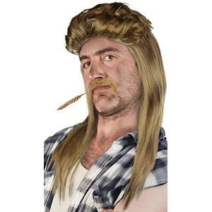 Daity Een Herenpruik Met Mullet-kapsel, Lichtbruin, Retro Jaren 70 80 Disco Rock Krullende Punk Feest Halloween Cosplay Kostuum Pruik