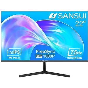 Sansui Monitor 22 Inch IPS 75Hz FHD 1080P HDMI VGA-poorten Computermonitor Ultradunne Tilt Verstelbare VESA-montage Compatibel met Oogcomfort 178° brede kijkhoek voor game en kantoor