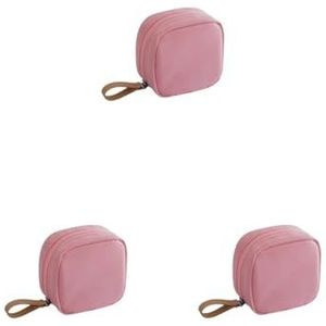 Vrouwelijke Mini Cosmetische Tas Modieuze Container Outdoor Meisjes Effen Kleur Pouch Make-up Reizen Schoonheid Organizer Roze Wit, 3 Set (Roze), as description, als beschrijving