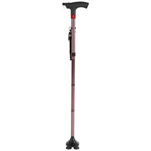 Krukken voor ouderen, vijfdelige opvouwbare aluminium T-vormige antislip stok Verlichtingslamp met alarm Krukstok Buiten Oude gehandicapte persoon