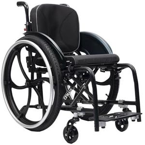 CFMAIF Opvouwbare volwassen rolstoel, zelfrijdende lichtgewicht aluminium stoel (20 lbs) met handremmen en anti-tip wiel, verwijderbare voetsteunen (zwart, 38 cm/14,9 inch zit)