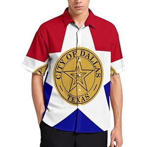 Hawaiiaans shirt met vlag van Dallas voor heren, zomer, strand, casual, korte mouwen, button-down shirts met zak