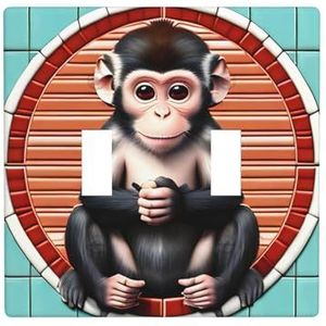 ZhaoYuGoods The Silent Monkey Print Muurplaat, Dubbele Toggle Lichtschakelaar Outlet Cover 2-Gang 11,4 cm x 11,4 cm, PC Decoratieve Voorplaat voor Thuis & Kantoor