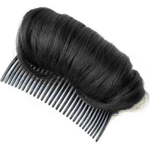 Haarknot, Onzichtbare, synthetische haarverzachter met kussenkam - De ultieme volume knotstyling voor vrouwen(Black)
