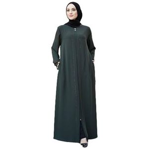 Kant Abaya Islamitische lange mouw Vloerlengte Rits Vloerlengte Abaya Dubai Kaftan (DE/NL/SE/PL, Alfabetisch, S, Regular, Regular, groente)