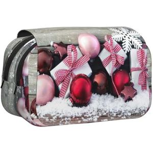 JEJEA Kerst Ornament Print Pen Etui Potlood Case Houder Voor Potloden Make-up Multifunctionele Organizer Doos Voor Adluts, Zwart, Eén maat, Toilettas