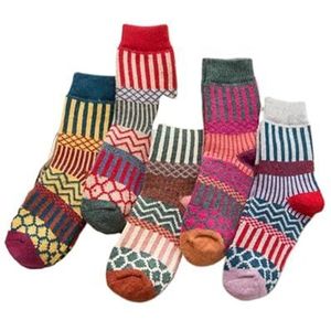 YIJIANUO 5 Paar Sok Leisure Enkel Crew Fuzzy Dikke Warme Vrouwen Herfst Winter Konijn Wol Warm Outdoor Kasjmier 8W141, Sok 1, One size