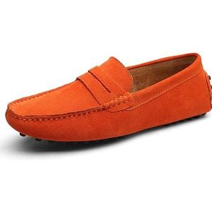 Heren Loafers en Loafers Comfortabele Slip on Casual Boot en Loafers voor Heren Rijschoenen, Oranje, 48 EU