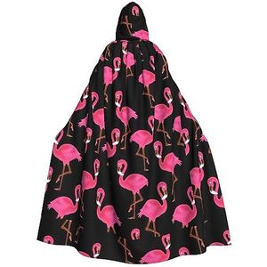 NEZIH Mooie roze flamingo's mantel met capuchon voor volwassenen, carnaval heks cosplay gewaad kostuum, carnaval feestbenodigdheden, 185 cm