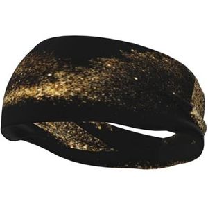 Zwart goud zand opdruk, sport zweetband voor meerdere bands unisex zweettrainingsbanden elastische haarband