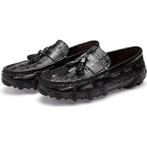 Loafers for heren Penny-loafers van PU-leer met kwastjes Flexibele platte hak Lichtgewicht klassieke instapper (Color : Black, Size : 41 EU)