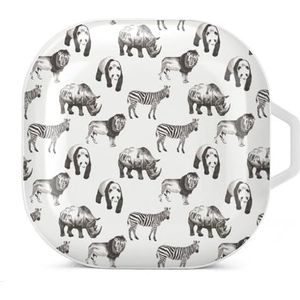 Zebra Rinoceronte Panda Oordopjes Hoesje Compatibel met Samsung Hard Shell Beschermhoes Wit-Stijl