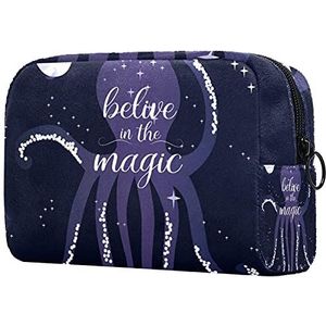 Toilettas Cosmetische Reizen Make-up Organizer Waszak Pouch met Rits Zee Octopus Groene Kraken Inktvis Voor Reizen Accessoires Essentials, Multi 5, 7.3x3x5.1in, Beauty Case