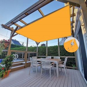 NAKAGSHI Zonnezeil, waterdicht, geel, 4 x 5 m, zonnezeil met rechthoekige ogen, uv-bescherming 95% voor tuin, balkon, terras, camping, outdoor
