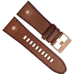dayeer Lederen Horlogeband Horloges Band Voor Diesel DZ7193 DZ7214 DZ7311 DZ7312 DZ7313 Horlogeband Armband (Color : Brown rosegold, Size : 26mm)