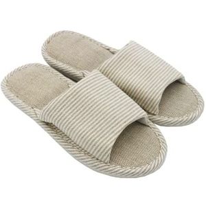 APIKA Dames- en Heren Katoen Vlas Casual Zacht Licht Open Teen Slippers Comfortabel en Ademend Huis Slippers Antislip voor Binnen en Buiten (36/37 EU, Beige, numeric_36)