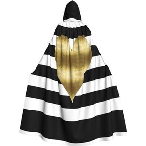 WURTON Gouden Hart Streep Print Volwassen Hooded Mantel Unisex Capuchon Halloween Kerst Cape Cosplay Kostuum Voor Vrouwen Mannen