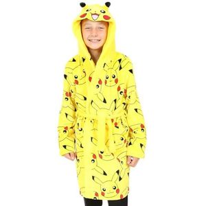 Pokemon Pikachu ochtendjas voor jongens en meisjes, fleece badjas met capuchon, Geel, 14-15 jaar