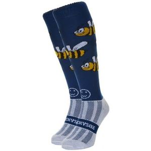 WackySox Bee Patroon Knielengte Paardensport Rijsokken, Blauw, L