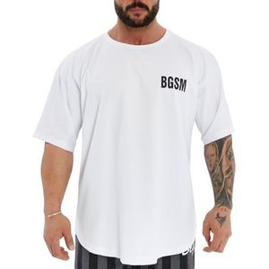 BGSM Sportswear Musclewear Ragtop Rag Top T-shirt bodybuilding heren halve mouw 3379-WHITE, wit, M