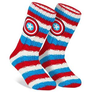 Marvel Pluizige Sokken, Heren pantoffelsokken, Zwart, Panther Thor, Warme Gebreide Sokken (Veelkleurig)