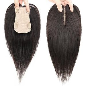 100% Echt Mensenhaar Toppers For Vrouwen Clip In Top Haarstukken For Dunner Wordend Haar 9x 13cm Zijden Basis Haartoupetje Dames Natuurlijk Zwart Haarverlenging (Size : 10 inch)
