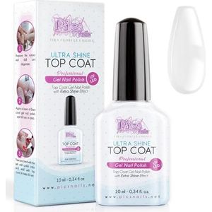 Top Coat Polish Ultra Glanzend zonder Dispersie 10 ml Uv/Led - Glanzende Gel Nagellak Finish. Nagels met een glanzende afwerking voor alle methoden.