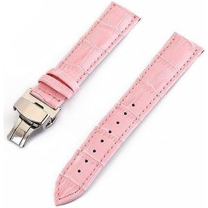 LUGEMA Mannen Vrouwen Krokodil Graan Echt Lederen Horloge Band Band 12Mm 13Mm 14Mm 15Mm 16Mm 17mm 18Mm 19Mm 20Mm 21Mm 22Mm 24Mm Horlogeband (Color : Pink, Size : 20mm)