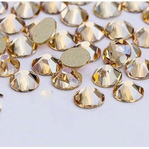 2088 DIY kristal nageldecoraties zonder hotfix, 8 grote en 8 kleine strass steentjes, platte achterkant, plaknagels voor nagelkunst - gouden schaduw - SS10-1440 stuks