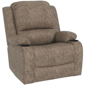 HOMCOM Relaxstoel TV-stoel met ligfunctie, relaxfauteuil met schommelfunctie, draaibare ligstoel met bekerhouder, voor woonkamer, microvezeldoek, bruin