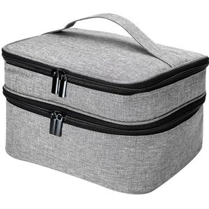 Nagellak Organizer Houdt 30 Flessen (15ml/0.5 fl.oz) Nagellak Opslag 2 Lagen Afneembare Nail Kit Tas met Verstelbare Verdelers voor Manicure Set Grijze Nagellak Organizer